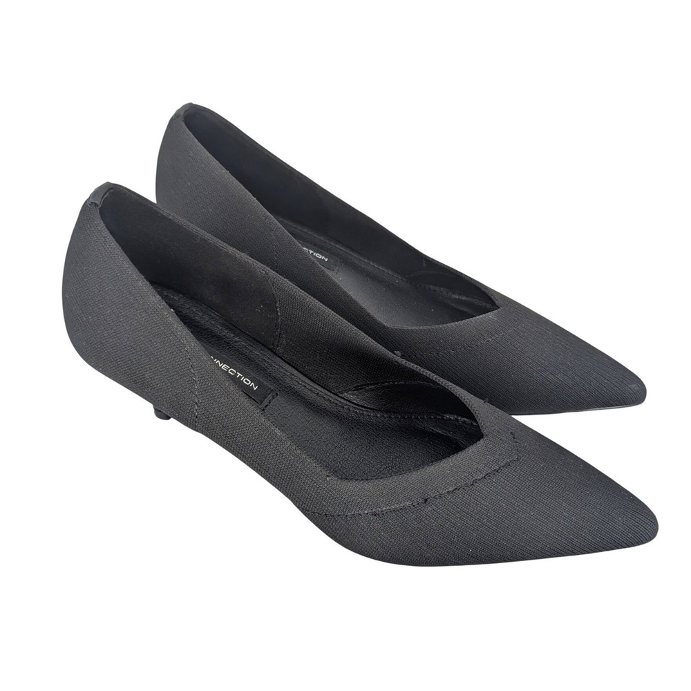 French Connection Kitty Knit Kitten Heel Pumps Womens 6.5 Black Pointed Toe Shoe